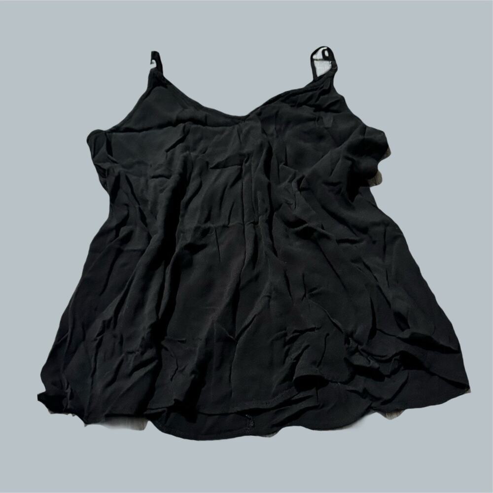 Women’s black flowy sleeveless t shirt top alya large basic staple dark